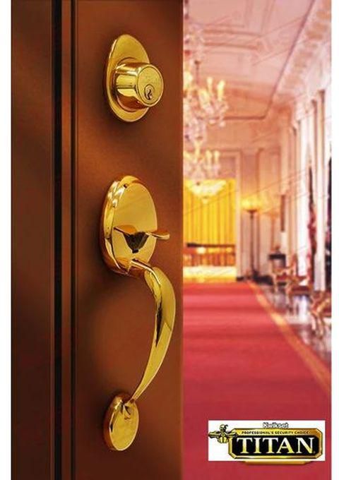 Kwikset Titan Dakota Polished Brass Entry Door Lock Handleset ‎Antique Brass Golden
