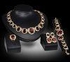 18K Gold Plated Spiral Jewelry Sets For Women Wedding Party Crystal Necklace Earrings Bracelet Rings