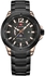Generic 9084 Men Sport Watches Quartz Steel Band Watch Brand Calender Waterproof Wristwatches For Men - Black Gold