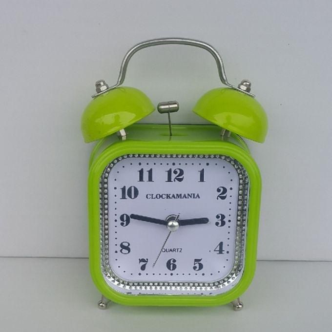 Clockamania SQUARE Bell Alarm Clock - Lemon Green
