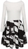Sunweb FINEJO Fashion Casual Slash Neck Long Sleeve Print Pleated Mini Dress ( White )