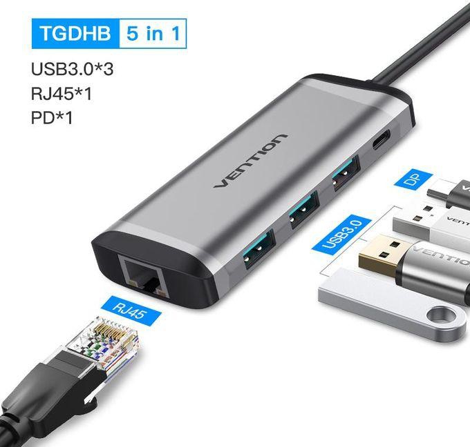 Vention USB-C Hub Type C Hub to USB 3 0 Thunderbolt 3 HDMI 3 5mm Audio RJ45 Adapter for MacBook Pro Samsung Galaxy S9 USB C Hub