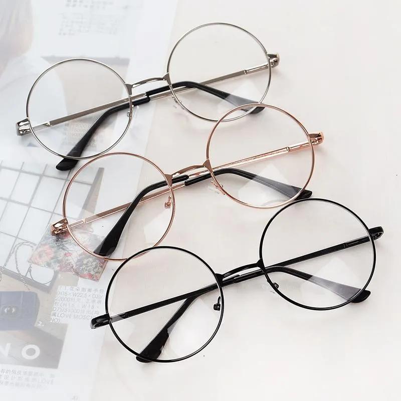 Unisex Sunglasses Vintage Retro Round Circle Metal Frame Eyeglasses Clear Lens