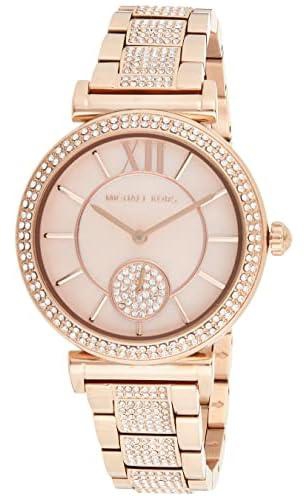 Michael Kors Women's Abbey Three-Hand, Rose Gold-Tone Stainless Steel Watch, MK4617