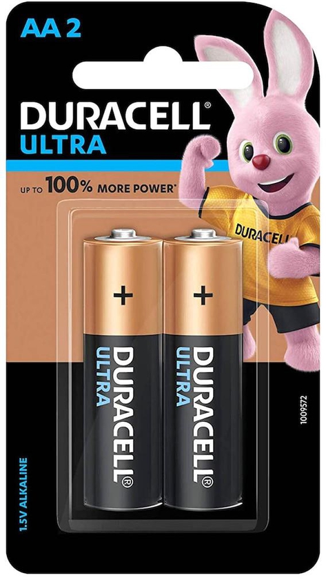Duracell Ultra AA Alkaline Battery 1.5V Black 2 Battery