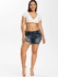 Plus Size Contrast Lace Frayed Denim Shorts - L | Us 12