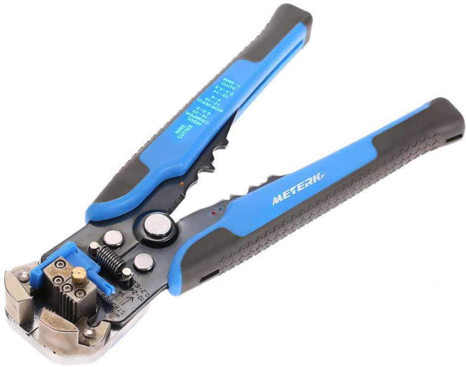 Meterk Automatic Adjustable Cable Wire Stripper Cutter Crimping Tool Peeling Pliers (Blue)