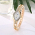 Duoya Fashion Ladies Women Unisex Stainless Steel Rhinestone Quartz Wrist Watch C-Gold