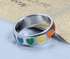 Ring Unisex titanium decorated with colorful hearts (Size 10) NO.WTR54