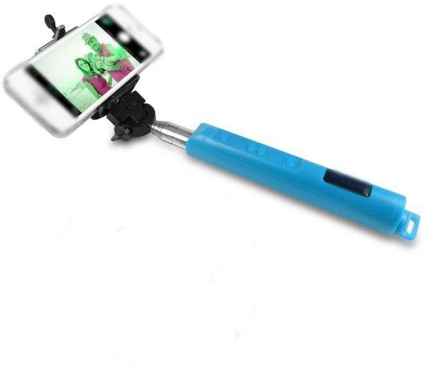 Selfie stick extendable bluetooth monopod for Samsung Smartphones and Cameras / Blue