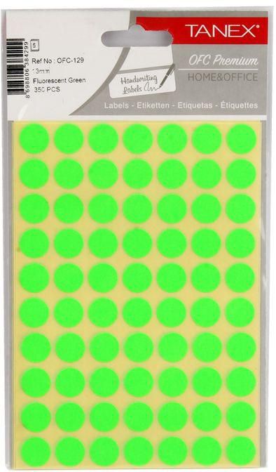 Tanex HANDWRITING LABEL TANEX GREEN ROUNDED 13 MM 5 SHEETS A5 / 70 MODEL OFC-129