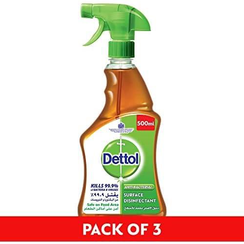 Dettol Antibacterial Surface Disinfectant, Trigger Spray Bottle, 500ml - Pack of 3