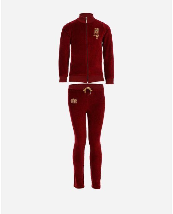 Donarony Girls Solid Velvet Pijama - Burgundy