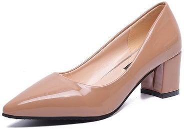 Pointed Toe Thick Heel Elegant All Match Casual Pumps Beige