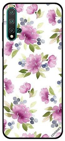 Protective Case Cover For Huawei Nova 5 Pro Purple Flowers Print Pattern