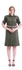 Cotton-Button Short Pleated Sleeve Midi Dress size: M - Khaki