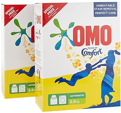 OMO Active Auto Laundry Detergent Powder +Touch of Comfort Perfume, 2.5 kg Twin Pack