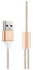 2-In-1 Lightning And Micro USB Data Sync Charging Cable Gold/White
