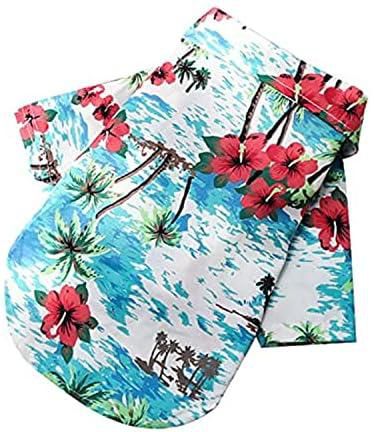 OHANA Spring Wear Collection - HAWAII Multicolour, Floral Print Shirts for Cats and Dogs - Blue Hibiscus Print Small size