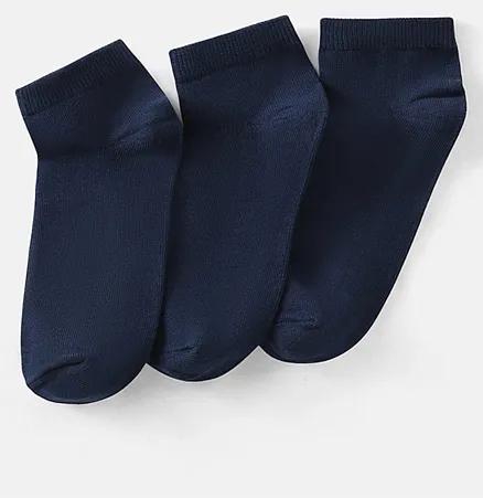 Pine Kids Solid Ankle Length Socks Pack of 3 - Navy Peony