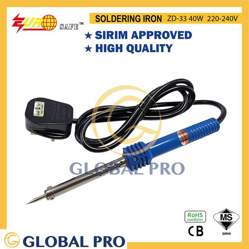 EuroSafe 40W High Efficient Soldering Iron With Eu 3 Pin Plug Electronic Tools