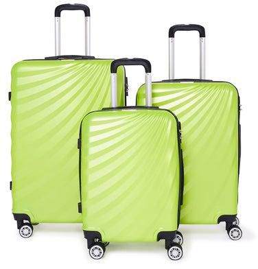 3-Piece ABS Hardside Spinner Iron Rod Luggage Trolley Set With TSA Lock 20/24/28 Inch Green