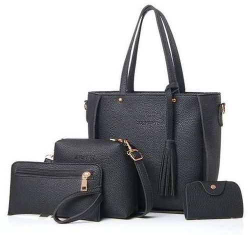 Jingpin 4 Sets Ladies Handbag-Black (LEATHER)