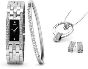 FIERRO Silver Plated Watch and Jewelry Set