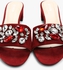 Maroon Embellished Mid-Heel Sandals
