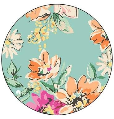 Flowers Printed Mouse Pad Blue/Beige/Pink