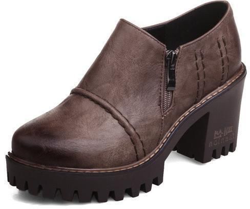b'Women Shoes Thick Heels  Pumps Round Toe Platform Shoes'