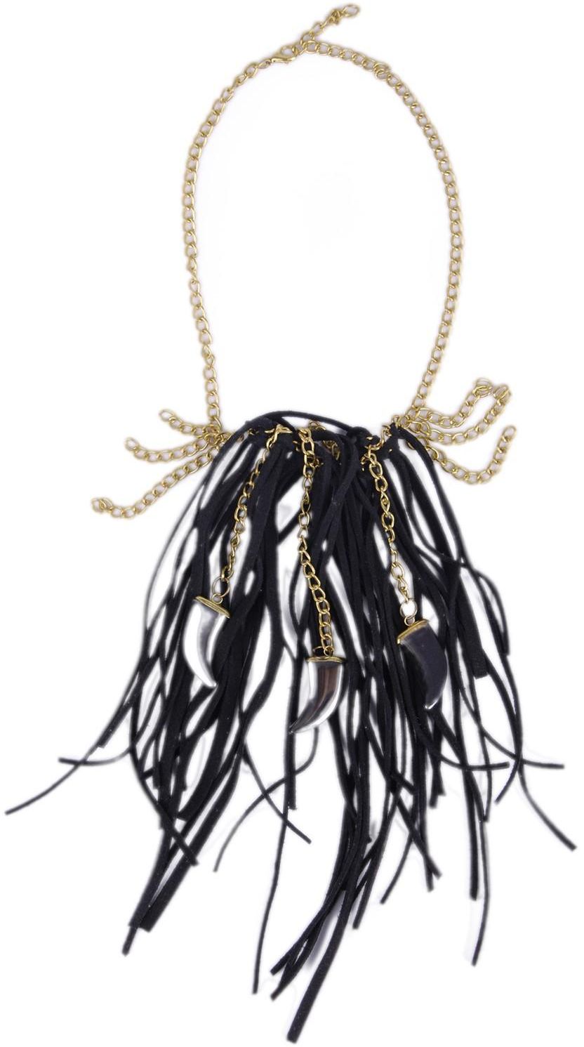 Black Safari Suede fringe necklace