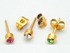 3 Pcs - Pair Of Golden Birthstone Earrings