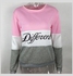 Round Neck Long Sleeve Pullover Pink / Grey