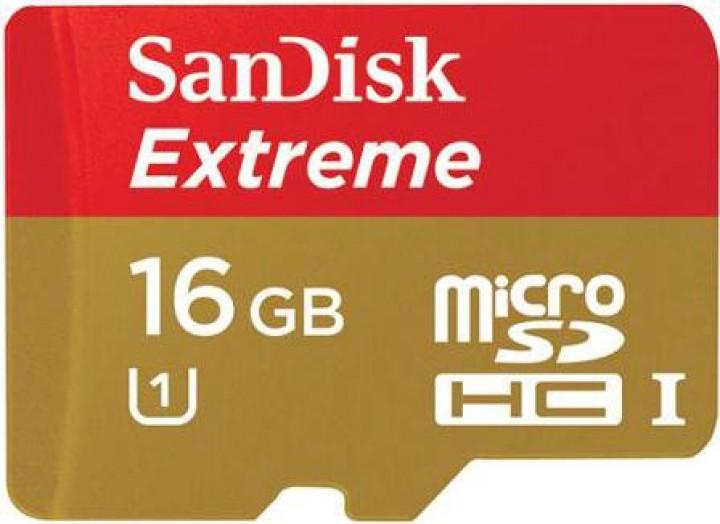 Sandisk SDSQXNE016GGN6MA Extreme Micro SDHC 16GB W/ SD Adapter & Rescue Pro Deluxe 60MB/s Class 10