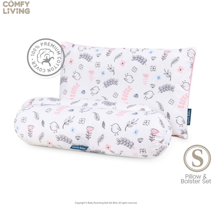Comfy Living Baby Pillow &amp; Bolster Set S (Pink Bird)