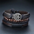 4Pcs/ Set Braided Wrap Leather Bracelets for Men Vintage Life Tree Rudder Charm Wood Beads Ethnic Tribal Wristbands