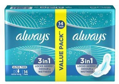 Always Always Ultra thin , Extra Long Sanitary Pads, 14 pads