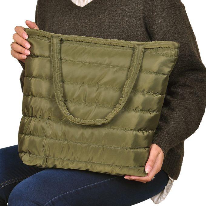 Casual Nylon Quilted Soft Shoulder Bag - Olive