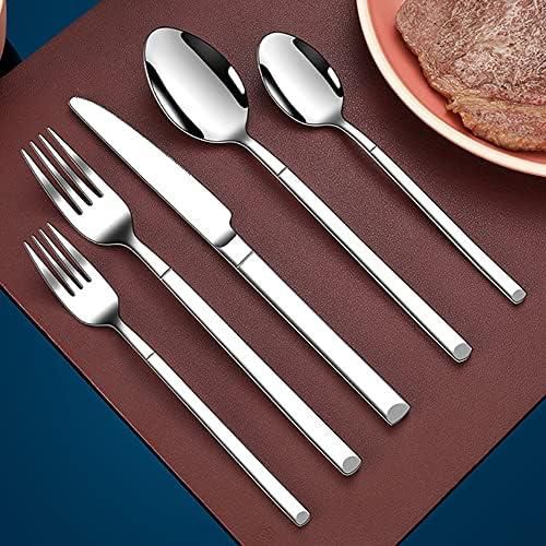 30 Piece Silverware Set for 6 Premium Stainless Steel Flatware Set Modern Square Cutlery Utensils Include Knives Forks and Spoons Tableware Set for Home&Kitchen Party Wedding