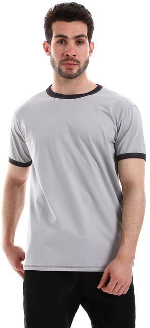 Kubo Round Neck Plain Basic Short Sleeves T-Shirt - Grey