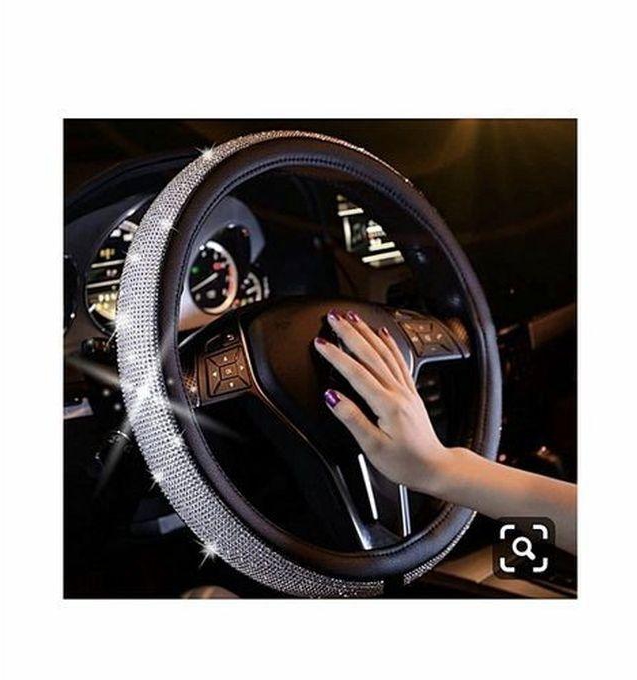 Diamond Encrusted Steering Wheel Cover For Cars/SUVs Black
