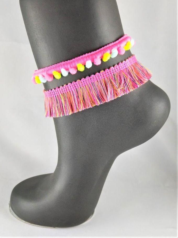 Set Of 2 Fabric Anklets