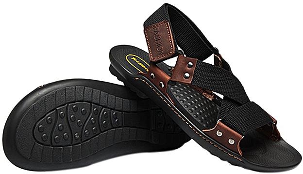 Kokobuy Summer Men Beach Shoes Breathable Sandals Genuine Cowhide Leather Slippers