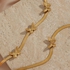 سلسلة شوكر مسطحة وعريضة بتصميم بانك متعرج وشكل فراشة مطلية بالذهب عيار 14 قيراطا كهدية للنساء