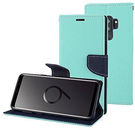 UNIVERSAL MERCURY GOOSPERY FANCY DIARY for Samsung Galaxy S9+ Cross Texture Horizontal Flip Leather Case with Card Slots & Wallet & Holder (Mint Green)