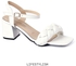 Lifestylesh SN-180 Leather Heeled Sandal - White