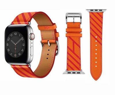 Supreme Genuine Leather Replacement Band for Apple Watch Series 6/SE/5/4/3/2/1 40/38mm Orange/Red
