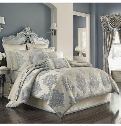 8-Piece King Size Comforter Set Polyester White/Light Grey 279x244cm