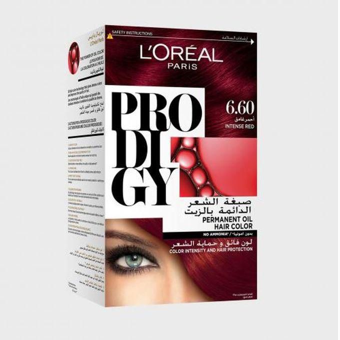 L'Oreal Paris Prodigy Permanent Oil Hair Color - 6.60 Intense Red - 60g + 60g + 60ml